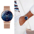 Classic Limited Edition Japan Chronograph Miyota Movement Luxury Moon Phase Bracelet Blue Moonphase Dial Watch